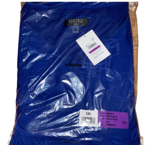 KASPER Women's Charlotte V-Neck Ruffle-Trim Maxi Dress XXL Royal Blue NWT - Picture 3 of 6